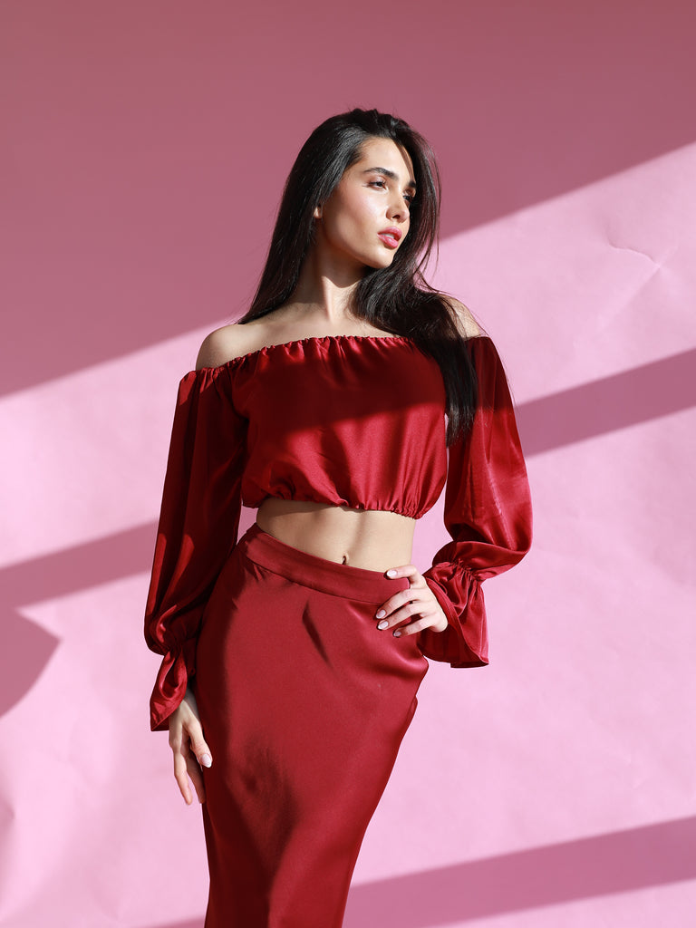 The Flatterer Skirt Red Wine Dress