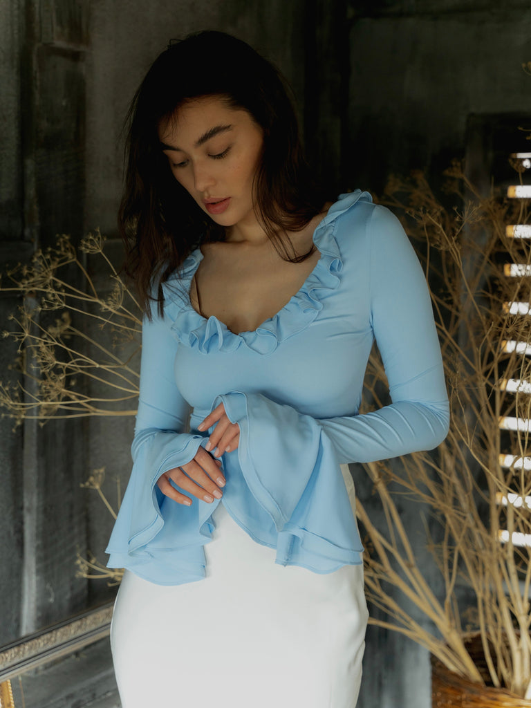 Ruffled Bell Sleeve Top