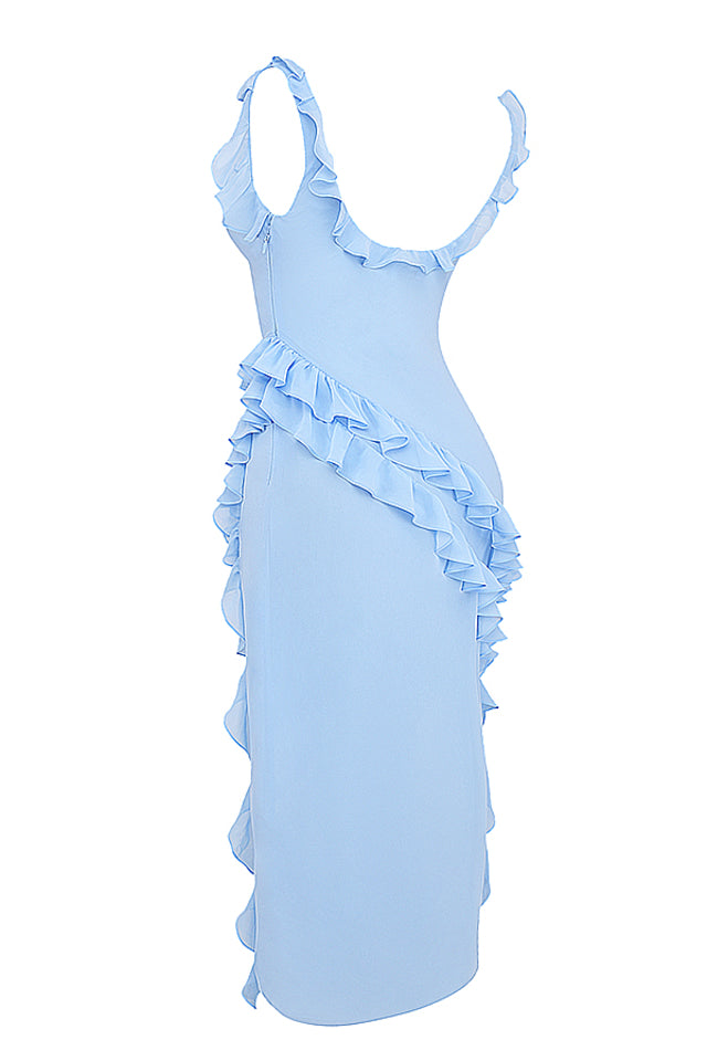 Soft Blue Ruffle Maxi Dress – Admire me